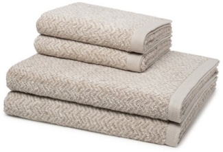 Möve Brooklyn Fischgrat 4 tlg. Frottier-Set - 2 X Handtuch (50 X 100cm), 2 X Duschtuch (80 X 150cm) - 600 g/m2 - Nature/Cashmere