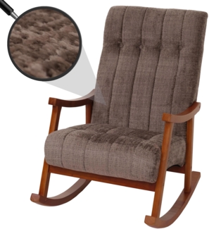 Schaukelstuhl HWC-K10, Relaxsessel, Holz FSC® Stoff/Textil Chenille (465g/m²) ~ braun, Gestell Walnuss-Optik