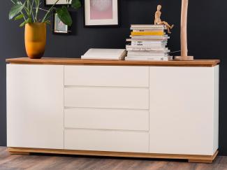 Sideboard >Charleston< in Weiß matt lackiert - 172x81x40cm (BxHxT)