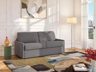 Schlafsofa 2-Sitzer CALIFE - Stoff - Hellgrau - Liegefläche: 120 cm - Matratzenhöhe: 22 cm