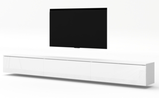 AX LIVING TV Bank weiß Loriano weißes TV Board 3x100 cm Matt/Hochglanz