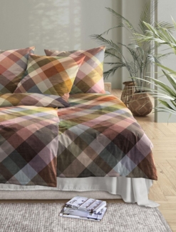 Irisette Zobel Flausch Cotton Bettwäsche 135x200 Rauten braun sand beige 8631-90