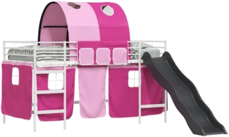 vidaXL Loft-Bettenrahmen für Kinder mit Vorhängen, Wölbung, Rutsche 42020867