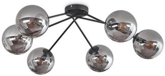 hofstein Deckenleuchte Deckenlampe aus Metall/Glas in Schwarz/Rauchfarben, ohne Leuchtmittel, moderne Leuchte mit Glasschirmen (15 cm), 6 x E14, ohne Leuchtmittel