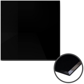 HOOZ Tischplatte aus Glas 90 x 90 x 0,6 cm oder als Funkenschutzplatte für den Kamin (schwarzes Glas, 1 St, ESG-Sicherheitsglas), mit hochwertigem Facettenschliff