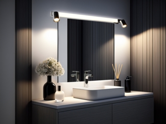 LED Bad Spiegelleuchte mit 2 Strahlern & Schalter, Chrom Breite 90cm