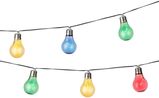 Lumineo LED-Girlande, LED Solar Lichterkette Glühbirnen 4,5m Kunststoff Bunt / Warmweiß