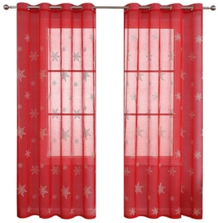 BYSURE Gardine, Ösen (2 St), transparent, Vorhang Weihnachten Schneeflocke