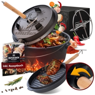 GUSSKÖNIG Grilltopf GUSSKÖNIG Dutch Oven Set 4L, 6L, 8L, 11L,mit praktischem Deckelheber