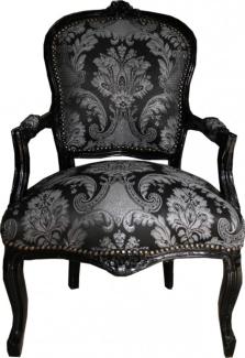 Casa Padrino Barock Salon Stuhl Schwarz Muster / Schwarz - Antik Stil Möbel