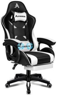 ALFORDSON Gaming-Stuhl mit Massage-Lendenkissen, X-Large, 5 Massagemodi, USB-Anschluss (1 St), Einziehbare Fußstütze, 90°- 150° verstellbare Rückenlehne, Ergonomisch