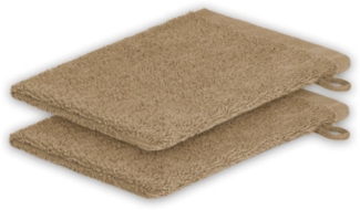 2x Waschhandschuh Frottier 500 g/m² 15x21 cm Sand