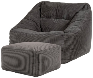 icon Sitzsack Riesen Sessel aus Cord Flauschig „Natalia" mit Hocker (Spar-Set, 1 x Sitzsack-Sessel, 1 x Fußhocker), Sitzsack XXL, Made in Germany, für Erwachsene & Kinder, für Wohnzimmer