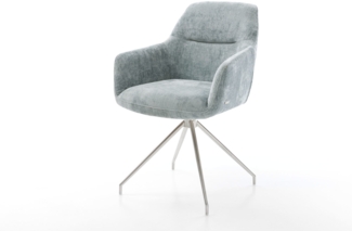 Drehstuhl Pejo-Flex Chenille Pastellblau Kreuzgestell konisch Edelstahl 180° drehbar Taschenfederkern