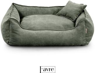 FAVRE Tierbett Hundebett Lucky mit abnehmbarem, waschbarem Cord-Bezug, 100% Polyester, verschiedene Größen, Gratis Kopfkissen