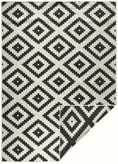 In- & Outdoor Teppich Malta Schwarz Creme - 200x290x0,5cm