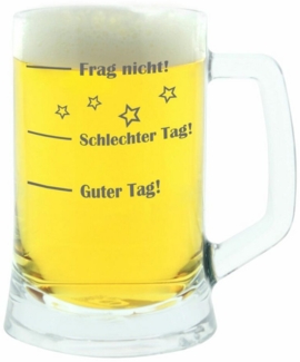 montana: Bierseidel, Guter Tag! Schlechter Tag! Frag Nicht!, Bierkrug, Geschenk Stimmungsglas mit lustiger Gravur, Mood Bier Glas, 500 ml