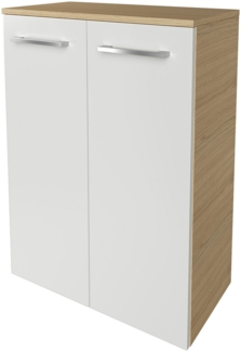 Fackelmann B.STYLE Doppel-Midischrank, 60 cm breit, Weiß/Braun