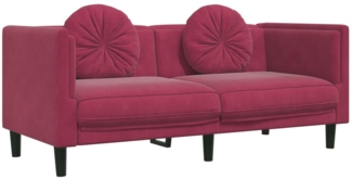 vidaXL Sofa mit Kissen 2-Sitzer Weinrot Samt 372636