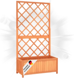 DELUKE® Rankkasten Gartenspalier MALO braun 135x70x30cm Spalier mit Blumenkasten mit Rankgitter Rankhilfe mit Pflanzenkasten Blumenkübel Pflanzgefäß