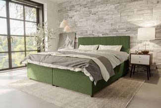 99rooms Kira Boxspringbett Strukturstoff NEVE Grün 180x200 cm