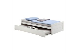 IDIMEX Funktionsbett LORENA, Jugendbett Tandembett aus Kiefer mit Auszugsbett weiss