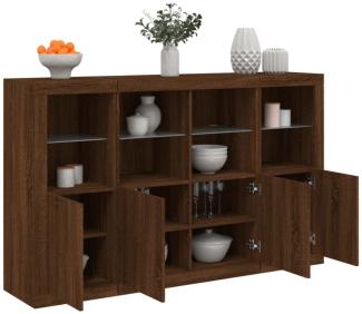 vidaXL Sideboards mit LED-Leuchten 3 Stk. Braun Eichen-Optik 3209120