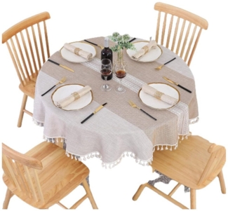 FELIXLEO Tischdecke Tischdecke Rund 140 cm Abwaschbar Baumwolle Staubdicht Tischtuch