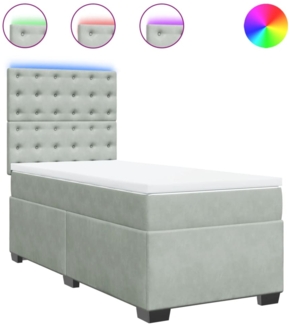 vidaXL Boxspringbett mit Matratze Hellgrau 80x200 cm Samt 3293074