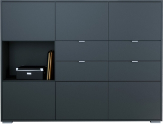 Vladon Highboard Milano (Highboard mit 6 Türen Anthrazit matt, 4 Schubladen Anthrazit matt, Made in Germany), Korpus Anthrazit matt (152,5 x 118 x 37 cm)