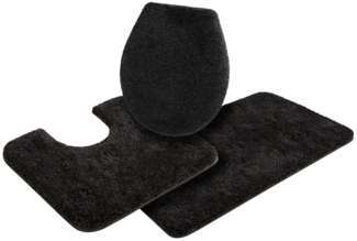 Grund Badematte Melos, Badvorleger, Badezimmer Teppich, sehr weich, Höhe 27 mm, rutschhemmend beschichtet, fußbodenheizungsgeeignet, Kunstfaser, rechteckig, 3-tlg. Stand-WC Set, melierte Optik, sehr weicher Flor, Melange-Effekt, Made in Europe