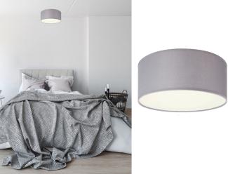 smartwares LED Deckenleuchte, Dimmfunktion, LED wechselbar, Warmweiß, mit Stoff Lampen-schirm Grau, Design-klassiker für Treppenhaus, Ø 20cm