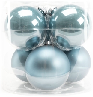TrendLine Weihnachtskugeln Glas Ø80mm 6Stk dämmerungsblau Christbaumkugeln Xmas