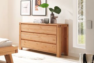 Kommode 138x88cm "Dora" Kiefer massiv eichefarbig honig gebeizt