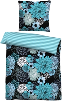 Traumhaft schlafen - Castell - Markenbettwäsche Baumwoll Renforce Bettwäsche 0040564 BLUMEN, türkis, 1x 135x200 cm + 1x 80x80 cm