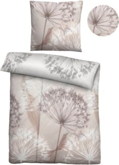 biberna Mako-Satin Bettwäsche 0614605 PUSTEBLUME, basalt, 1x 135x200 cm + 1x 80x80 cm