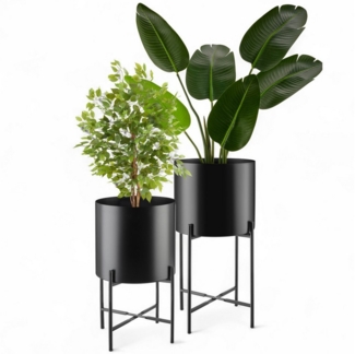 tectake Blumentopf Pflanzenständer, 2-teilig, im Industrial Style