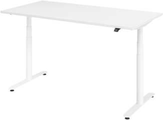 bümö elektrisch höhenverstellbarer Schreibtisch 160x80 cm mit Memory, Bluetooth & App-Steuerung - Schreibtisch höhenverstellbar elektrisch , elektrischer Schreibtisch weiß, Gestell weiß, XDLR-16-W-W