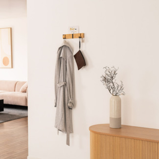 HOME DELUXE Garderobenleiste HOOK inkl. Haken und Magnete - Bambus