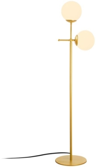 Stehleuchte MUDONI - Metall - 2 Lampenschirme - H. 174 cm - Weiß & Goldfarben