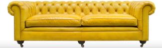 Casa Padrino Luxus Chesterfield 2er Sofa Gelb 242x100 x H. 71 cm