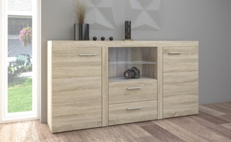 AX LIVING Schubladenschrank Kommode Spacoro 2F2S Modern Eiche Sonoma