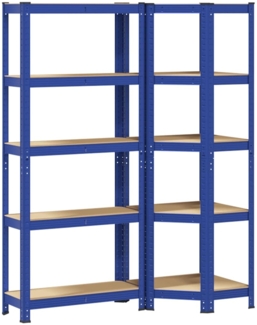 vidaXL Regal-Set 5 Böden 2-tlg. Blau Stahl & Holzwerkstoff 3307619