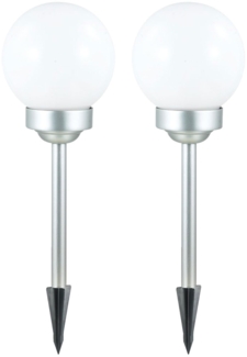 2x LED Solarleuchte, Kugel weiß, DM 15 cm, H42,5 cm