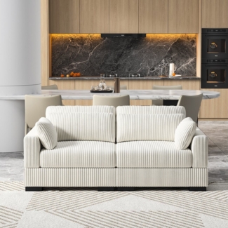 Furnishings Home 2-Sitzer Polstersessel Sofa, Loungesofa, Couch, Polstersofa, Cord Stoff, 180 x 88 x 85 cm, ideal für Wohnzimmer & Schlafzimmer & Büro