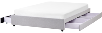 Bett mit Schubladen ohne Kopfteil Stoff PRADES 160 x 200 cm Hellgrau
