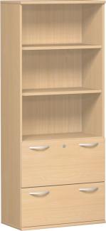 Modulschrank 1. + 2. OH Hängeregistratur, 3. - 5. OH Regal, 80x42x192cm, Buche