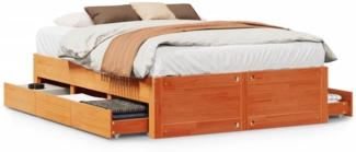 vidaXL Massivholzbett ohne Matratze mit Schubladen Braun 140x190 cm 3308818