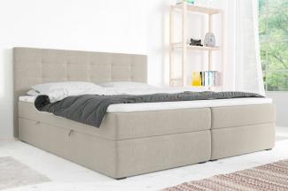 99rooms Bonvito Boxspringbett Beige Strukturstoff INARI Bonell-Federung 140x200 cm