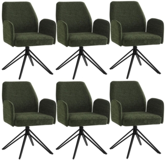 Flieks Esszimmerstuhl 360° drehbar (Set, 6 St), 6er Set Polsterstühle Armlehnstuhl Drehstuhl Bürostuhl Wohnzimmer Samt